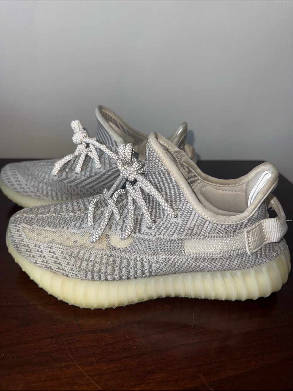 adidas Light Gray and Cream Knit Trainer